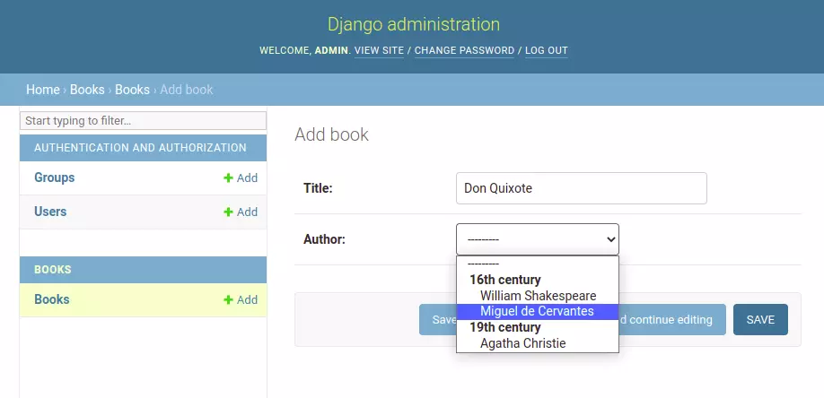 Django model choices in Admin panel with grouping.